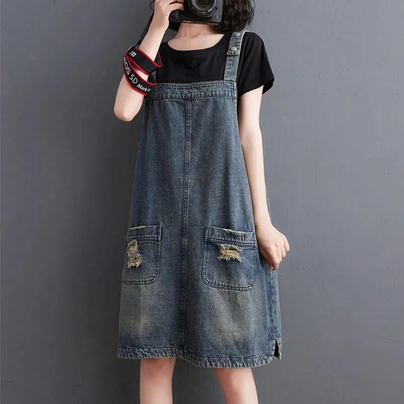 Malibu Distressed Overall Dress