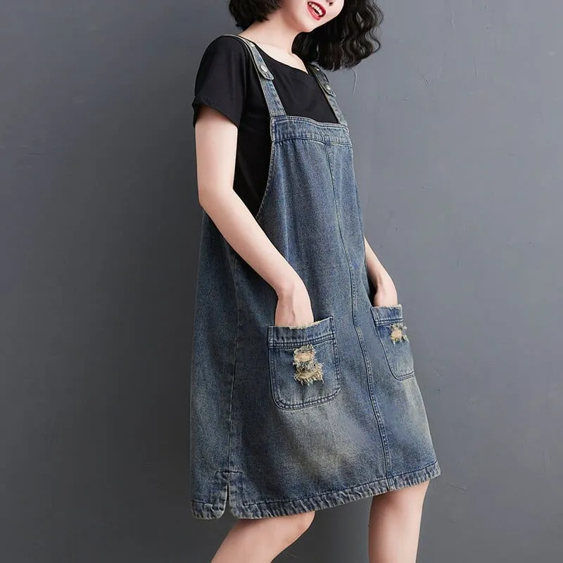 Malibu Distressed Overall Dress