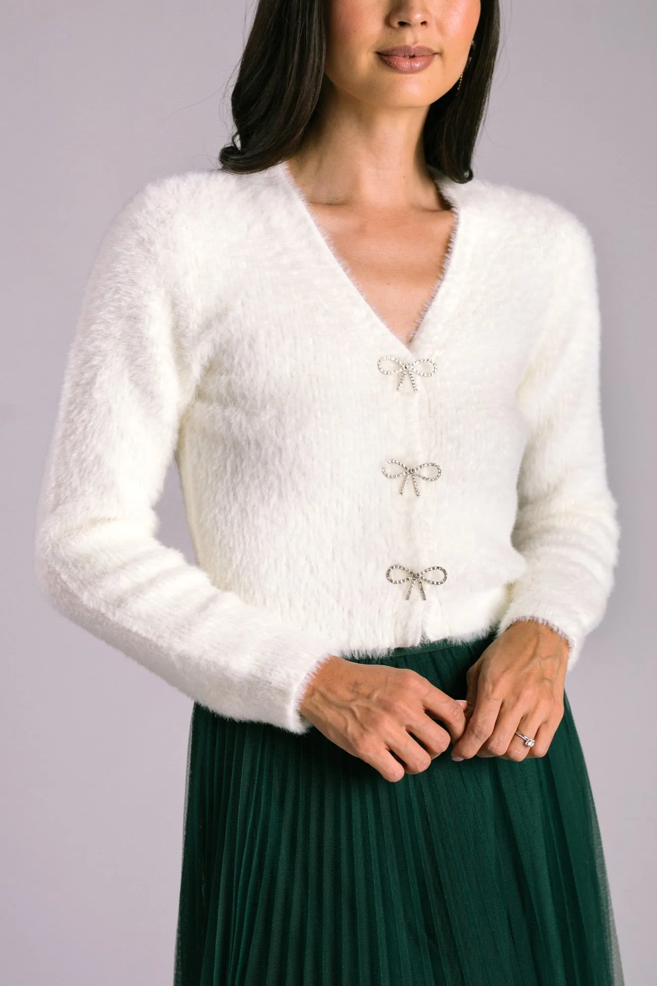 Margaret Eyelash Bow Cardigan