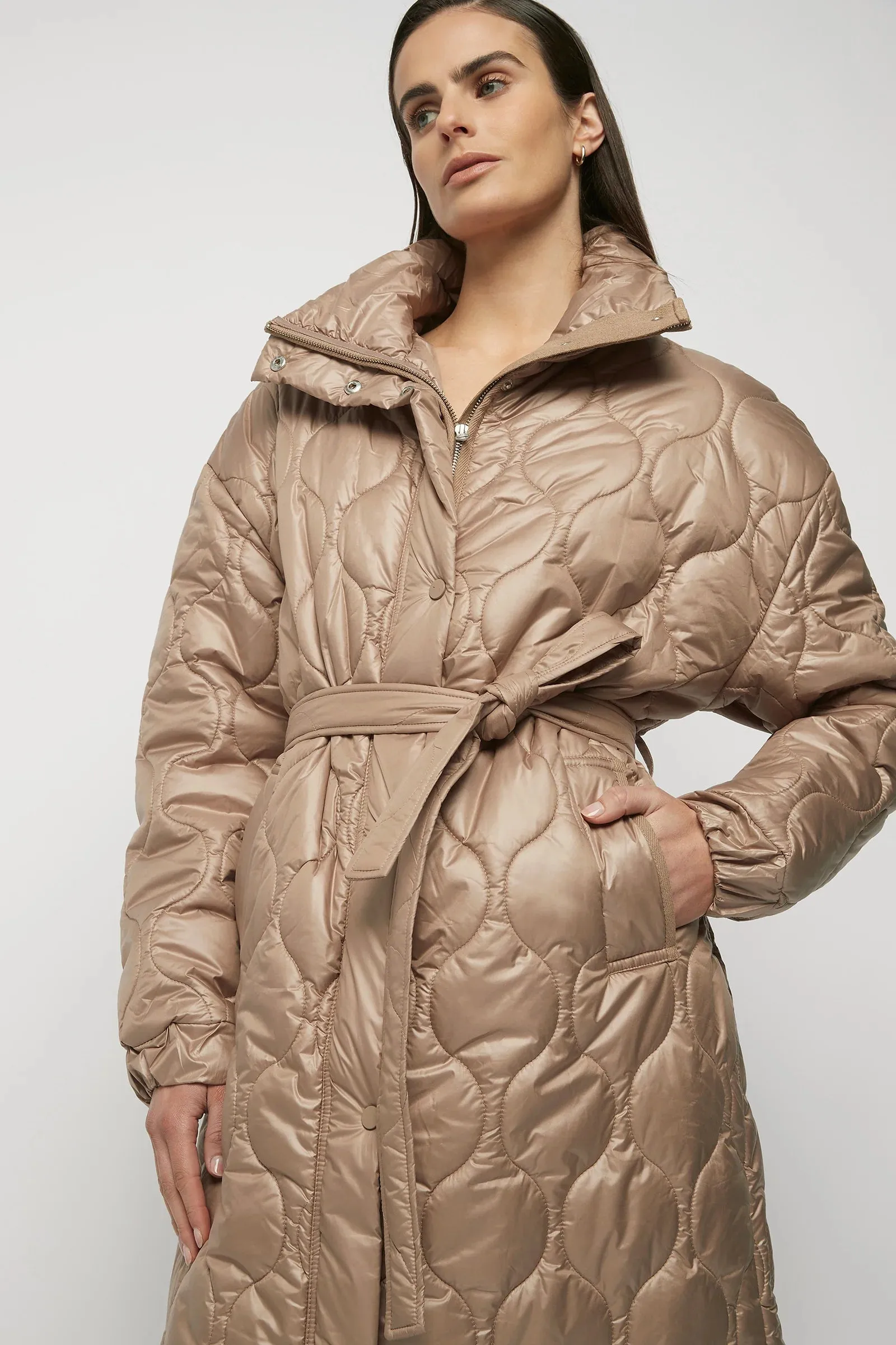 Maxwell Quilted Oversized Coat in Cornstalk