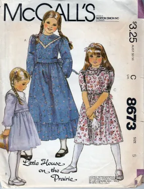 McCall's 8673 Vintage 80's Sewing Pattern Pullover Dress Scarf Little House on the Prairie