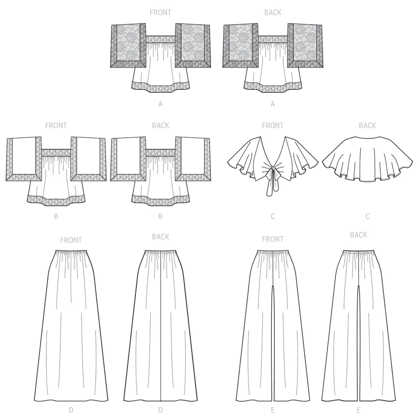 McCall's Pattern M8257 Misses Top Skirt Pants