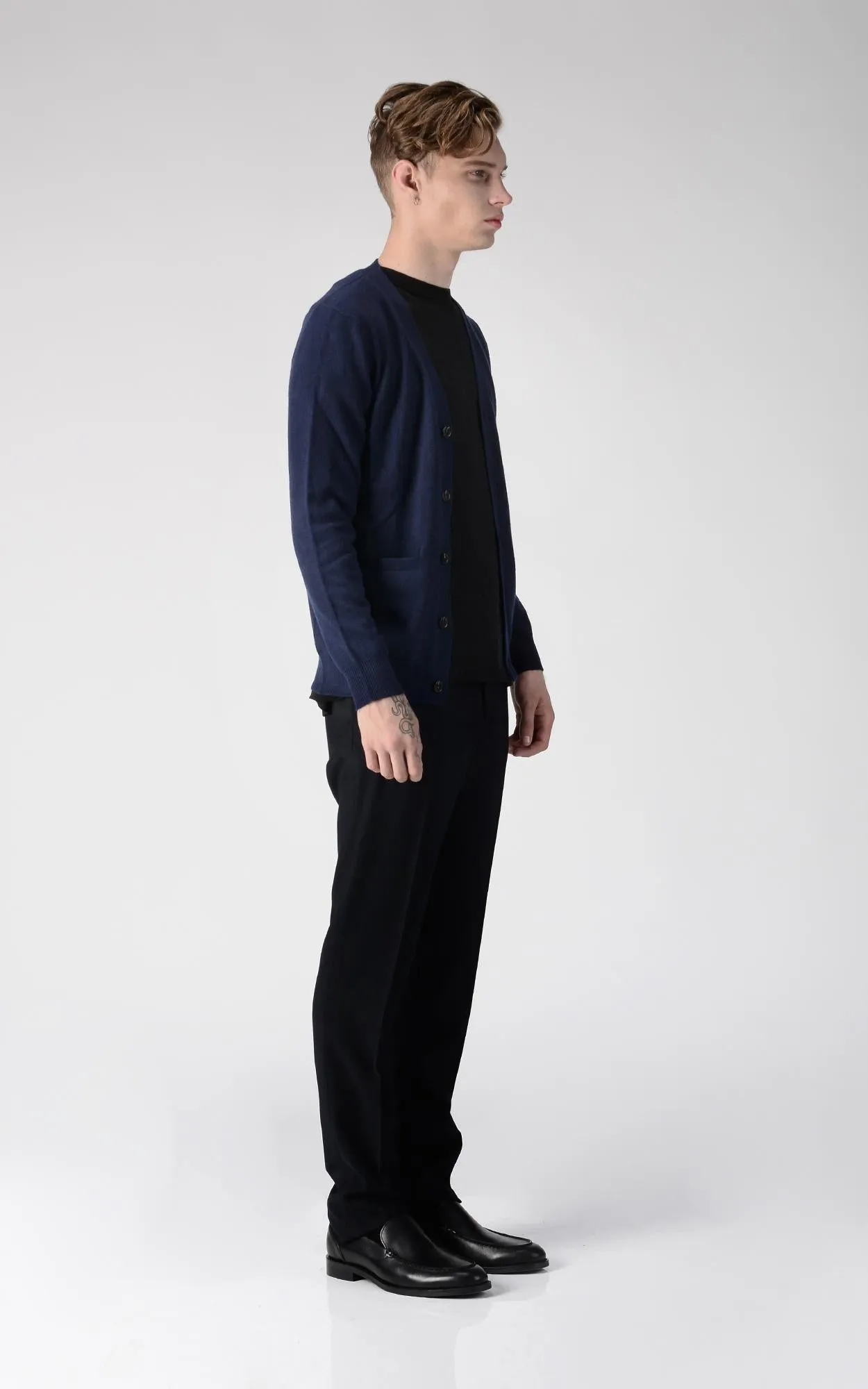 Men V-Neck Cardigan_Navy