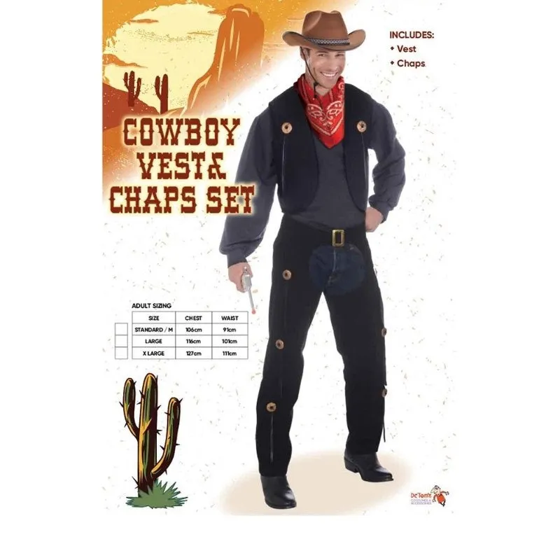 Mens Cowboy Vest and Chaps Set