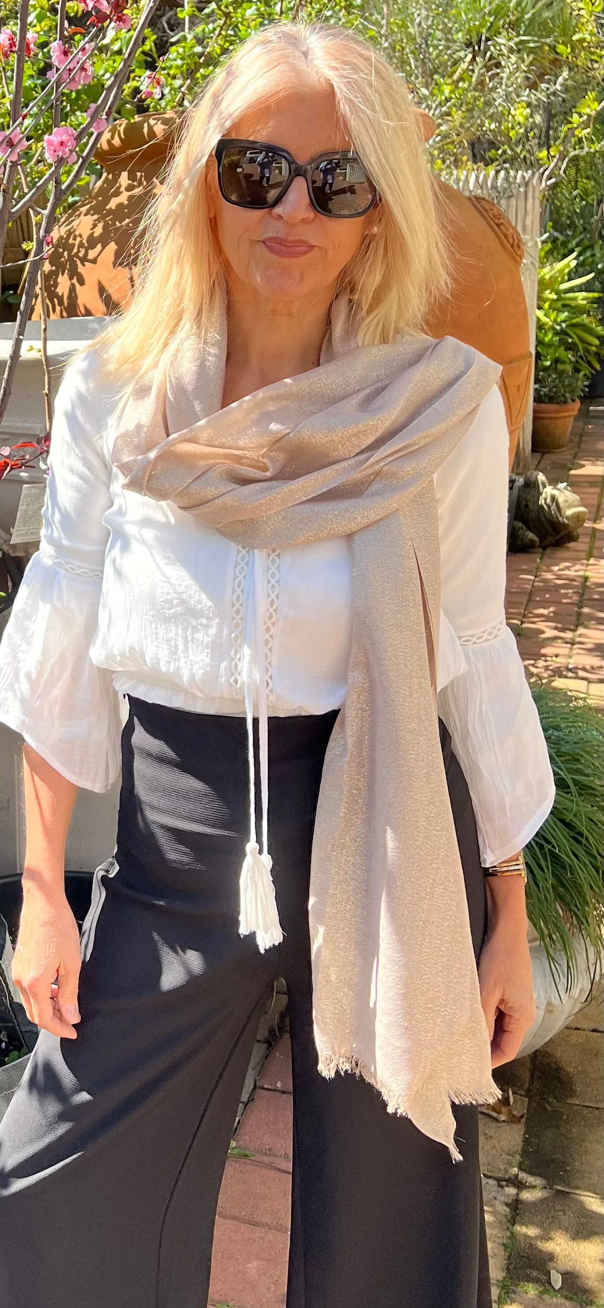 Metallic Scarf - Champagne Blush - Glamour Shawl