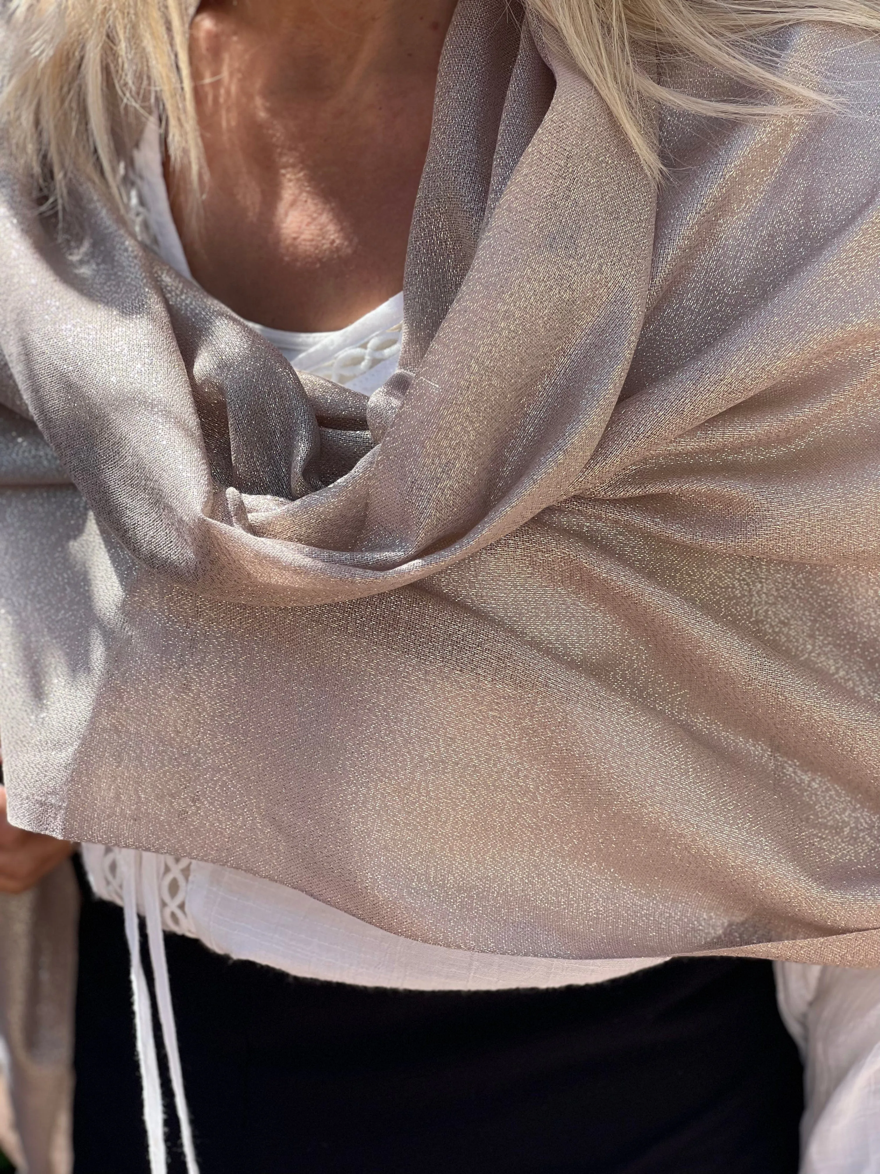 Metallic Scarf - Champagne Blush - Glamour Shawl