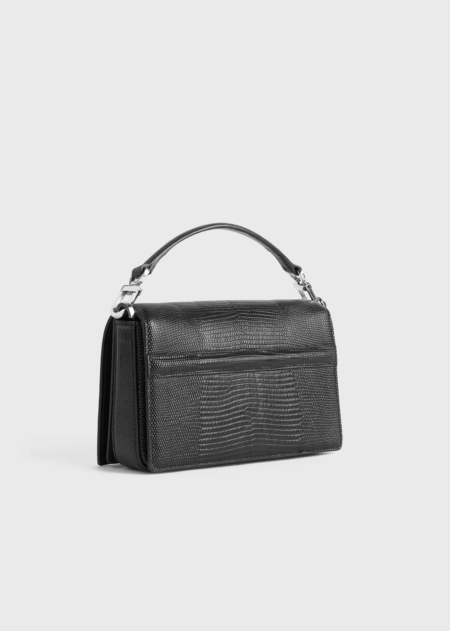 Mini T-flap lizard-embossed bag black