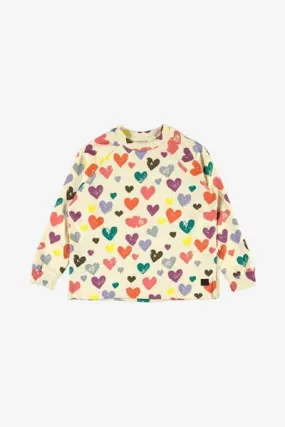 Molo Girls Sweater - Cotton Mary Heart Print Sweater