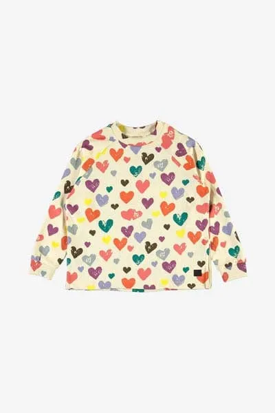 Molo Girls Sweater - Cotton Mary Heart Print Sweater