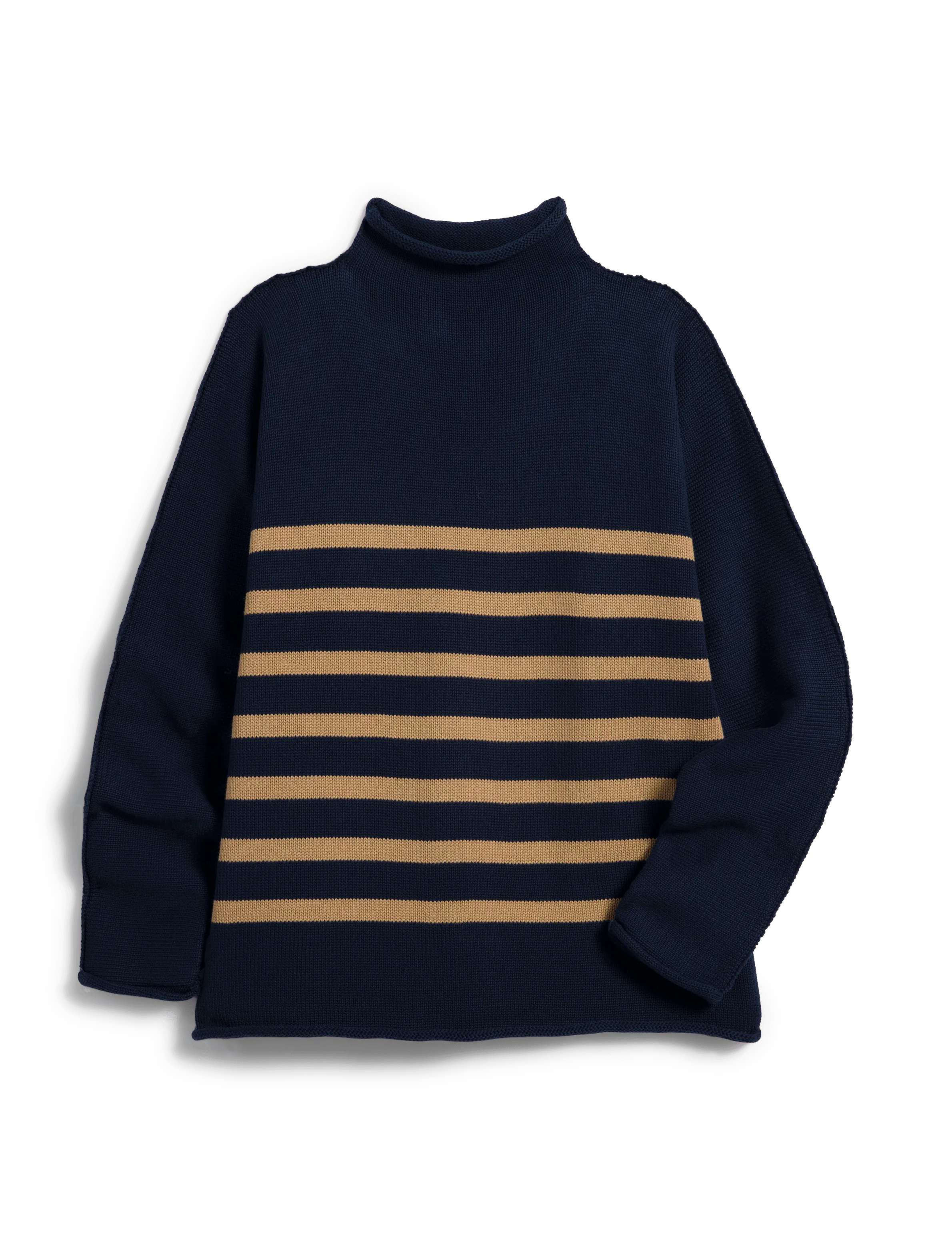 MONTEREY Navy with Camel Stripe, Pure Italian Cotton