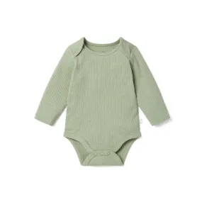 MORI Ribbed Long Sleeve Bodysuit - Sage