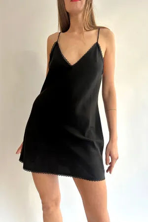 MR. LARKIN, Mini Slip Dress, Black