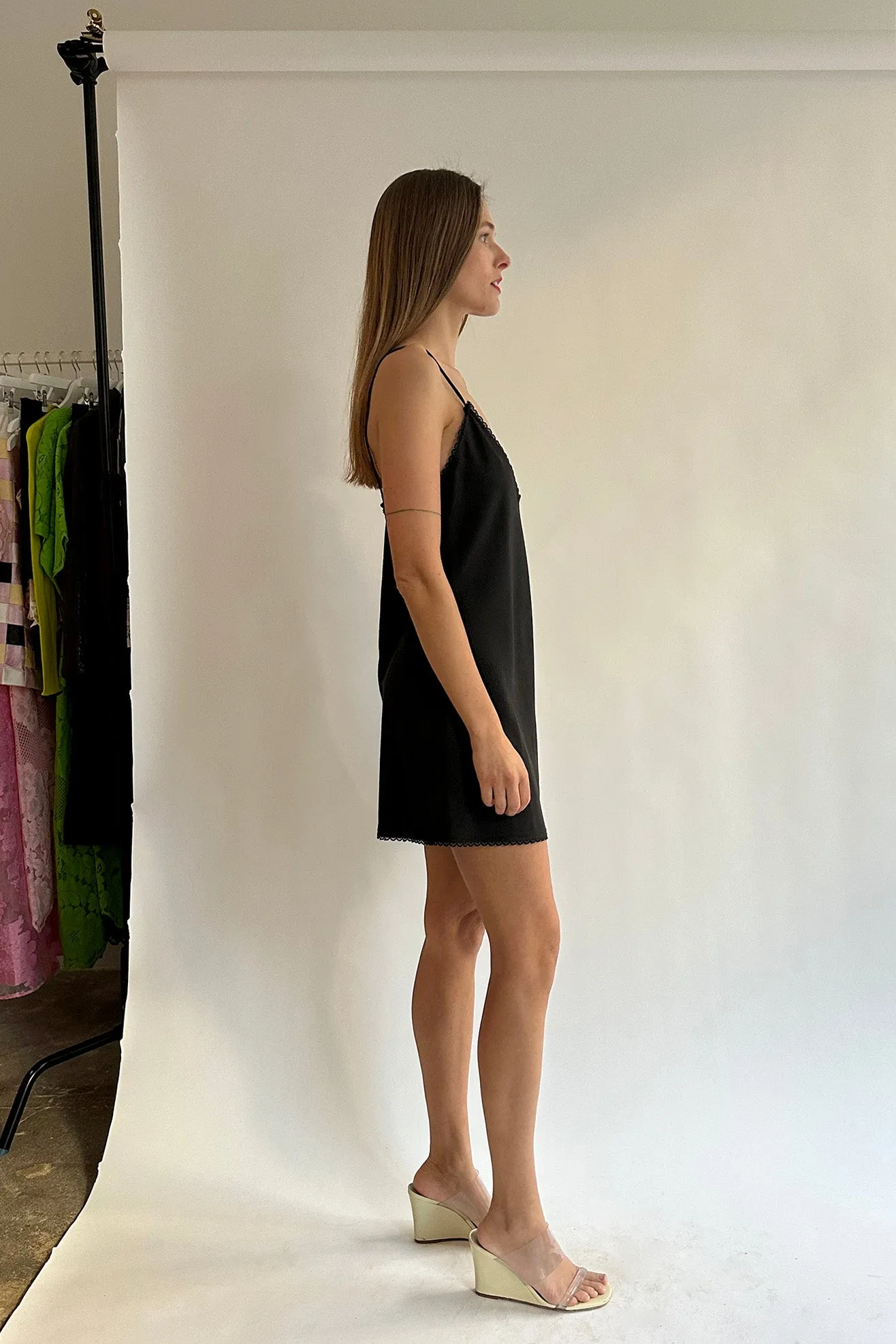 MR. LARKIN, Mini Slip Dress, Black