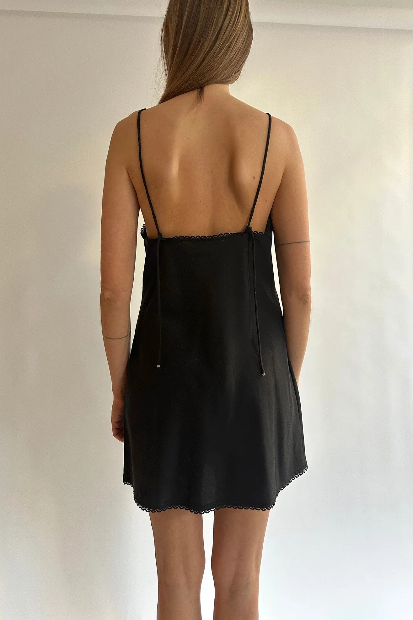 MR. LARKIN, Mini Slip Dress, Black