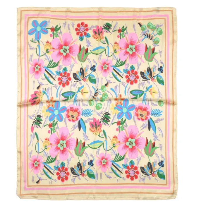 Multi Flower Pattern Square Scarf