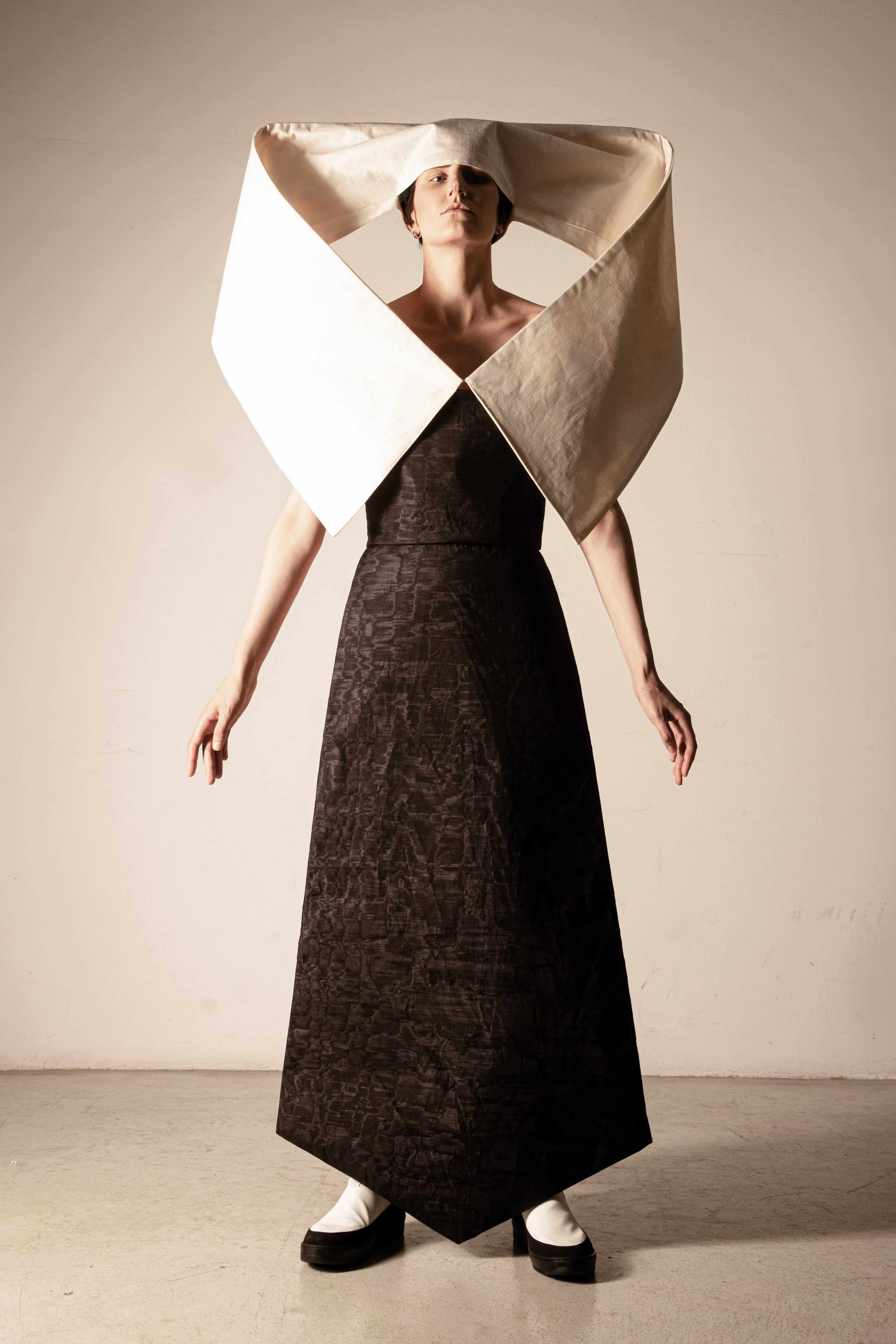 NARRATIVE 4-way transforming piece: dress/headpiece/scarf