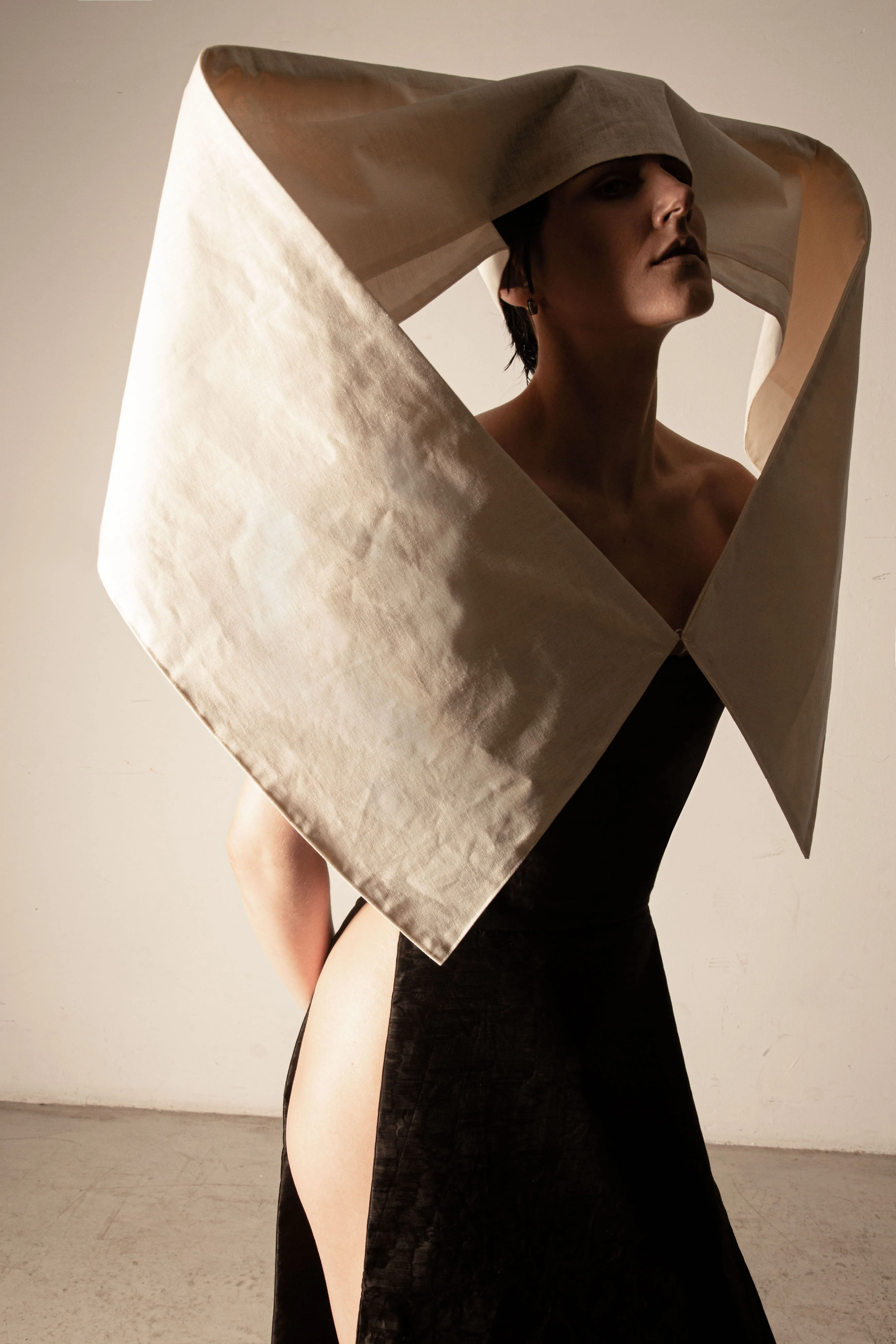 NARRATIVE 4-way transforming piece: dress/headpiece/scarf