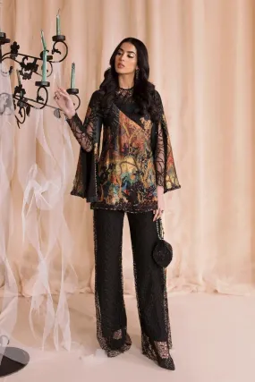 Nilofer Shahid - Midnight pearl - Black Cape - Embroidered - 3 Piece