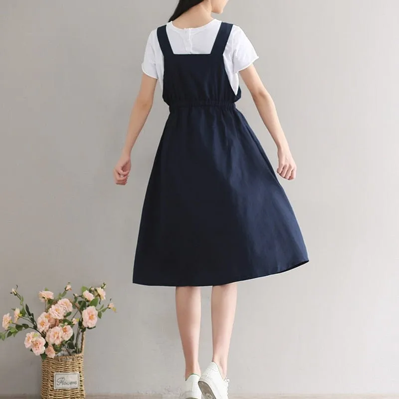 Ona Vintage Knee-Length Overall Dress