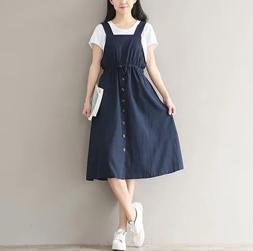 Ona Vintage Knee-Length Overall Dress