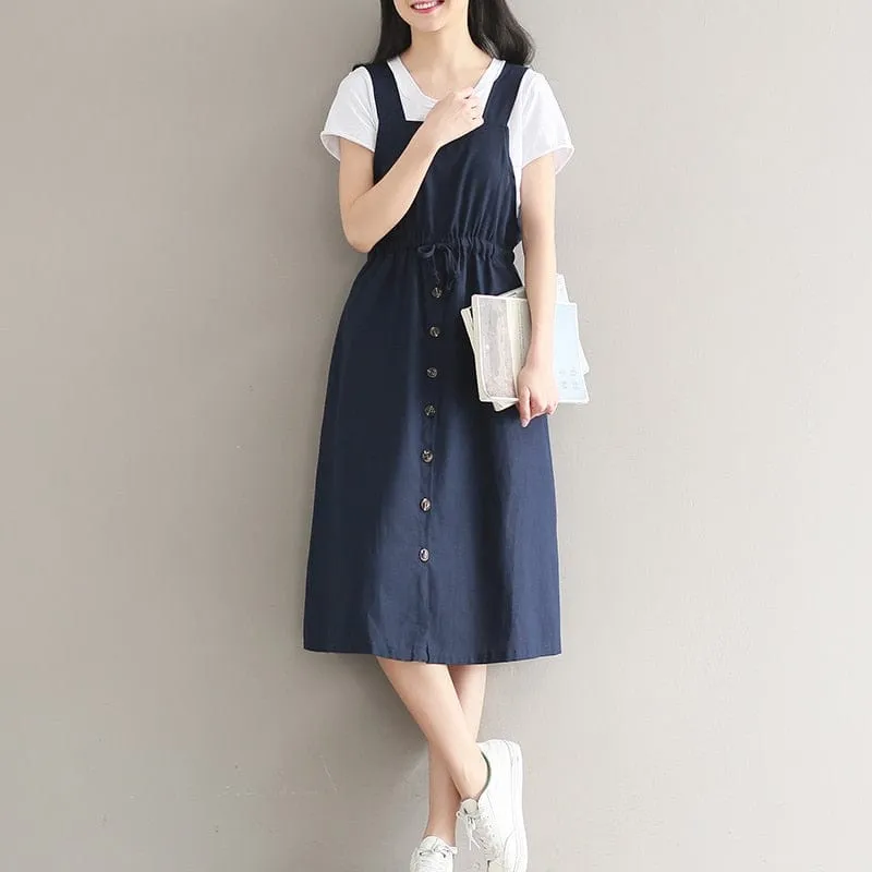 Ona Vintage Knee-Length Overall Dress