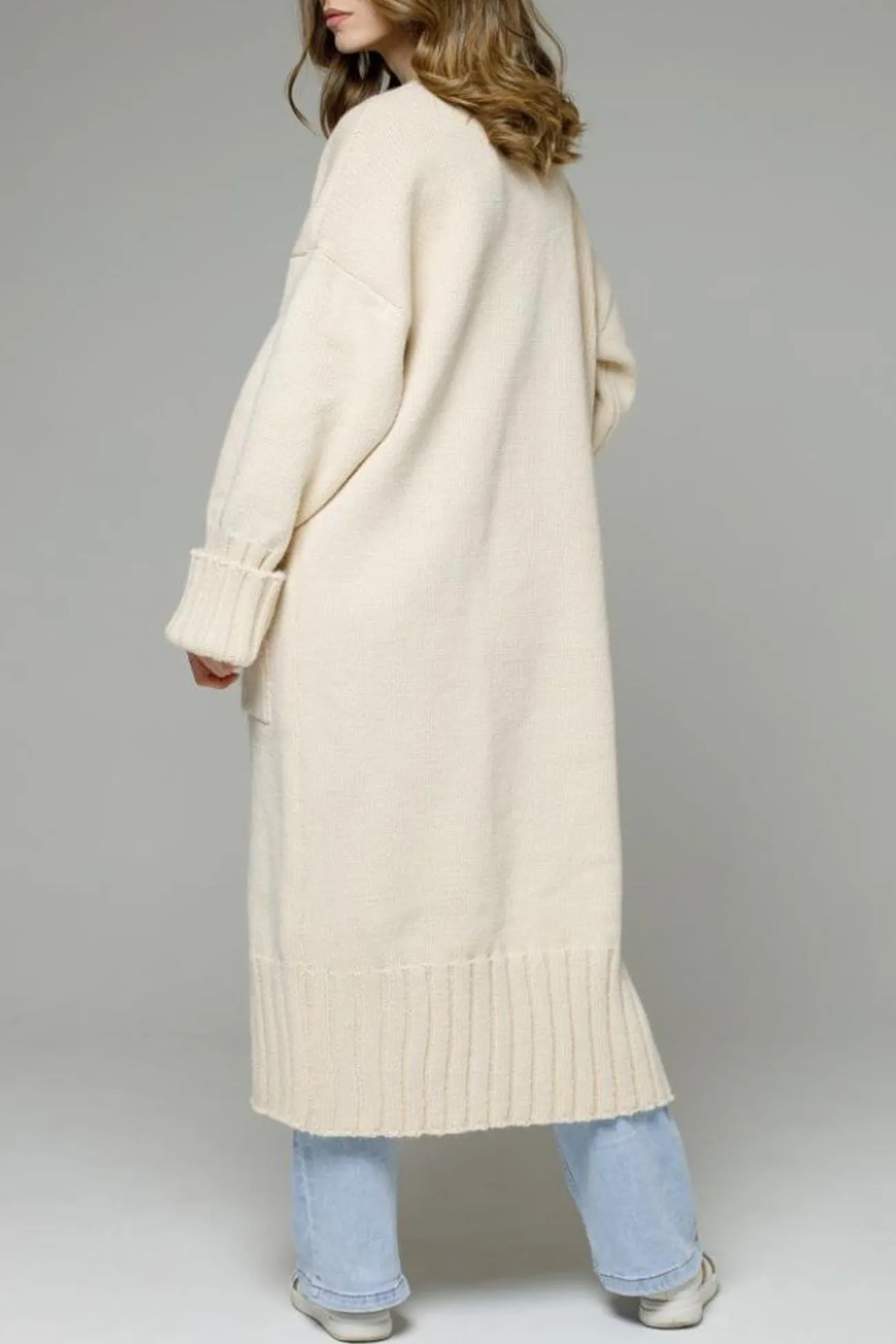 Open Front Pocketed Long Cardigan