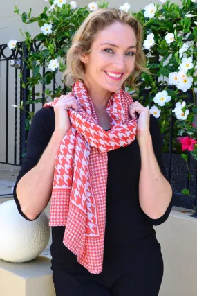 Orange Cream Houndstooth Pattern Scarf