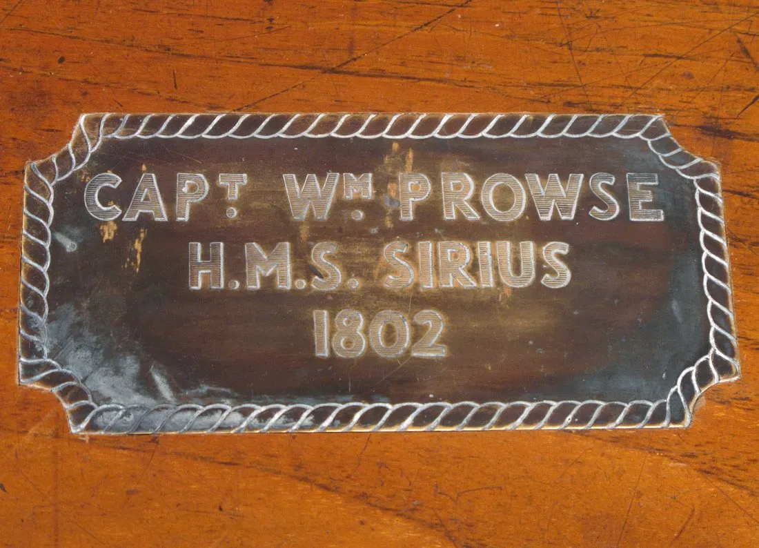 Original British Naval Named Captains Chest from the H.M.S. SIRIUS, Dated 1802