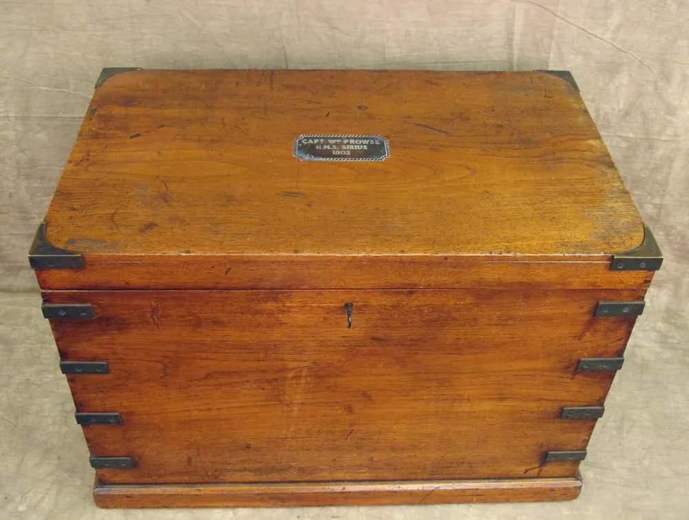 Original British Naval Named Captains Chest from the H.M.S. SIRIUS, Dated 1802