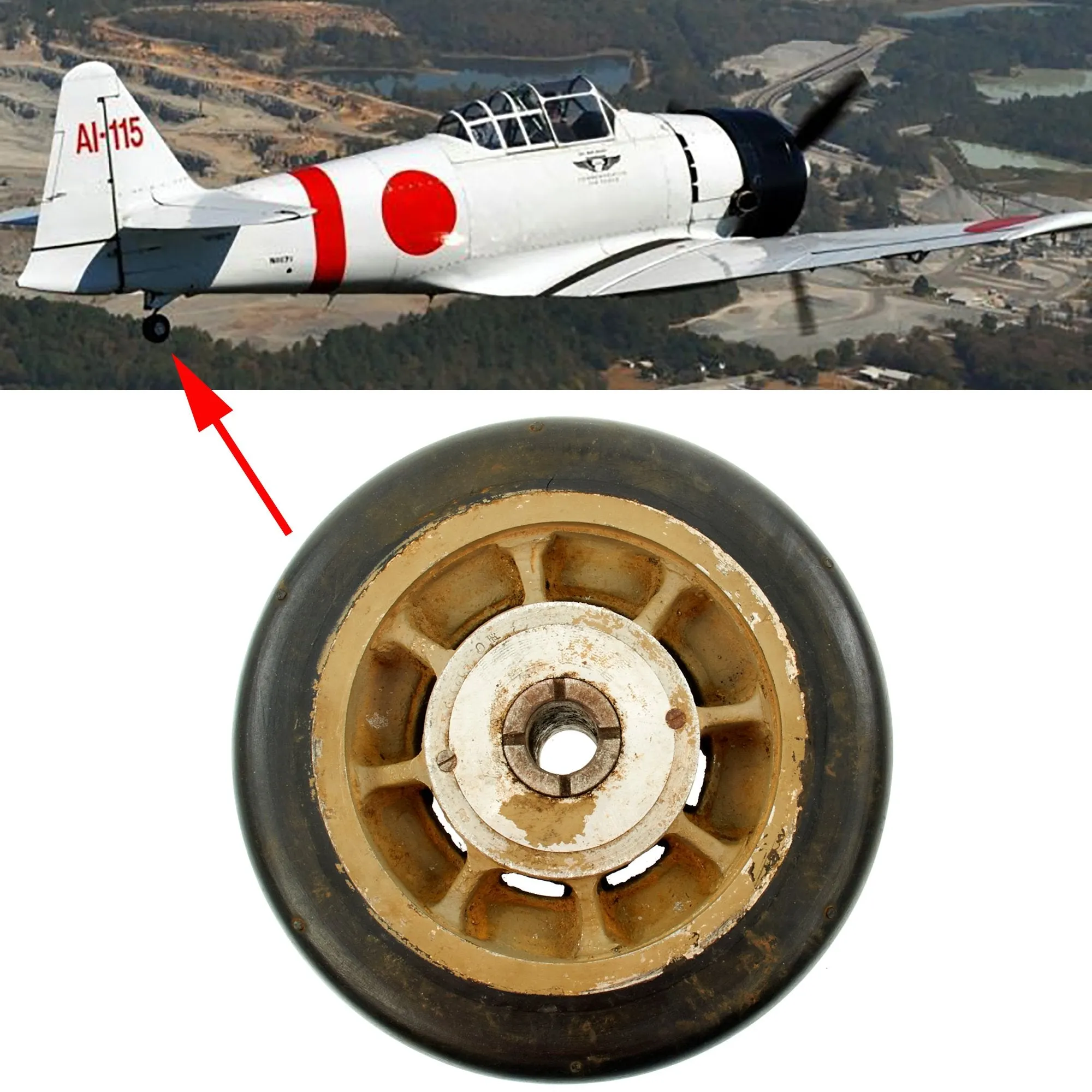 Original Japanese WWII Mitsubishi A6M Zero Rear Wheel