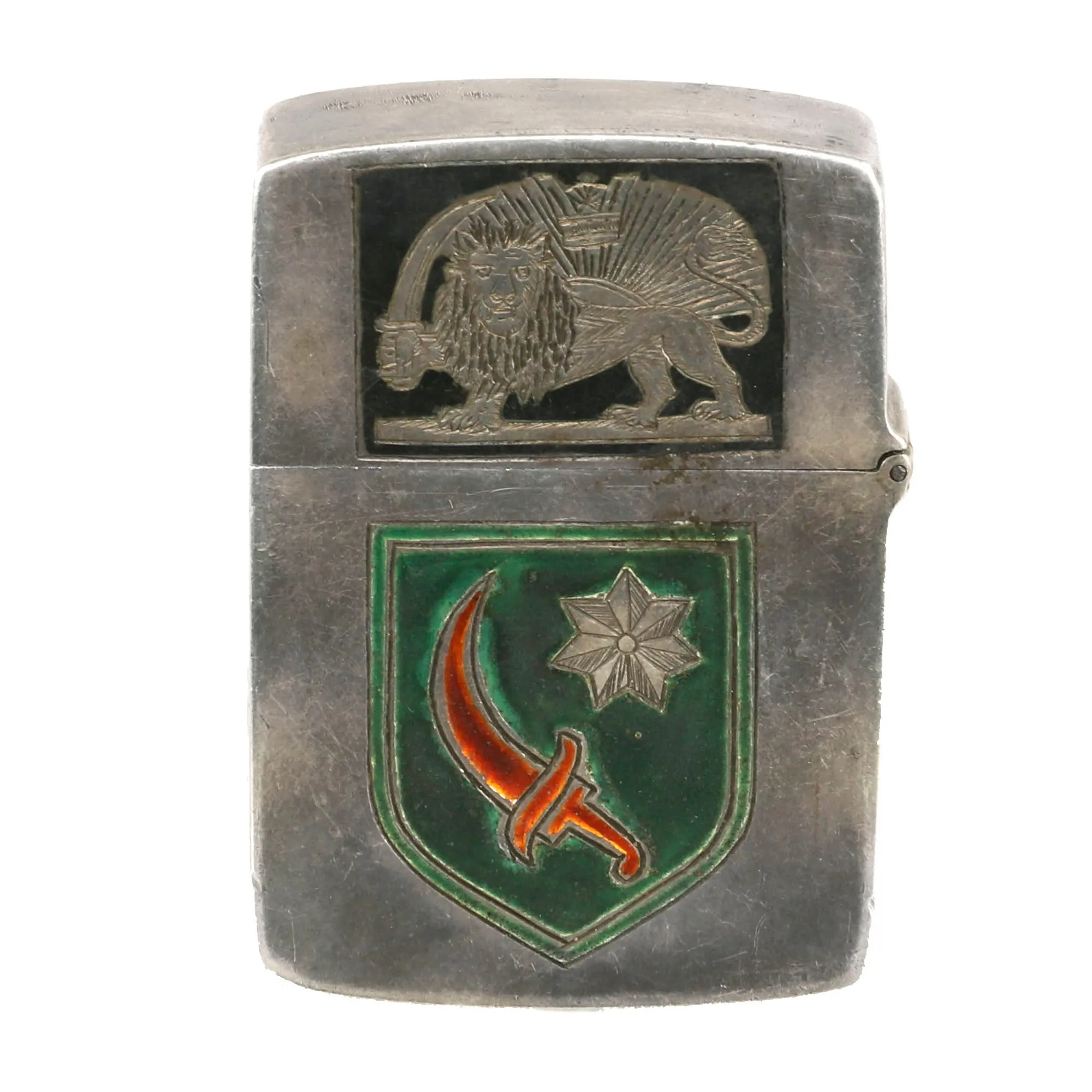 Original U.S. WWII Named Persian Gulf Command Theater-Made Enameled Lighter - 363rd Engineers