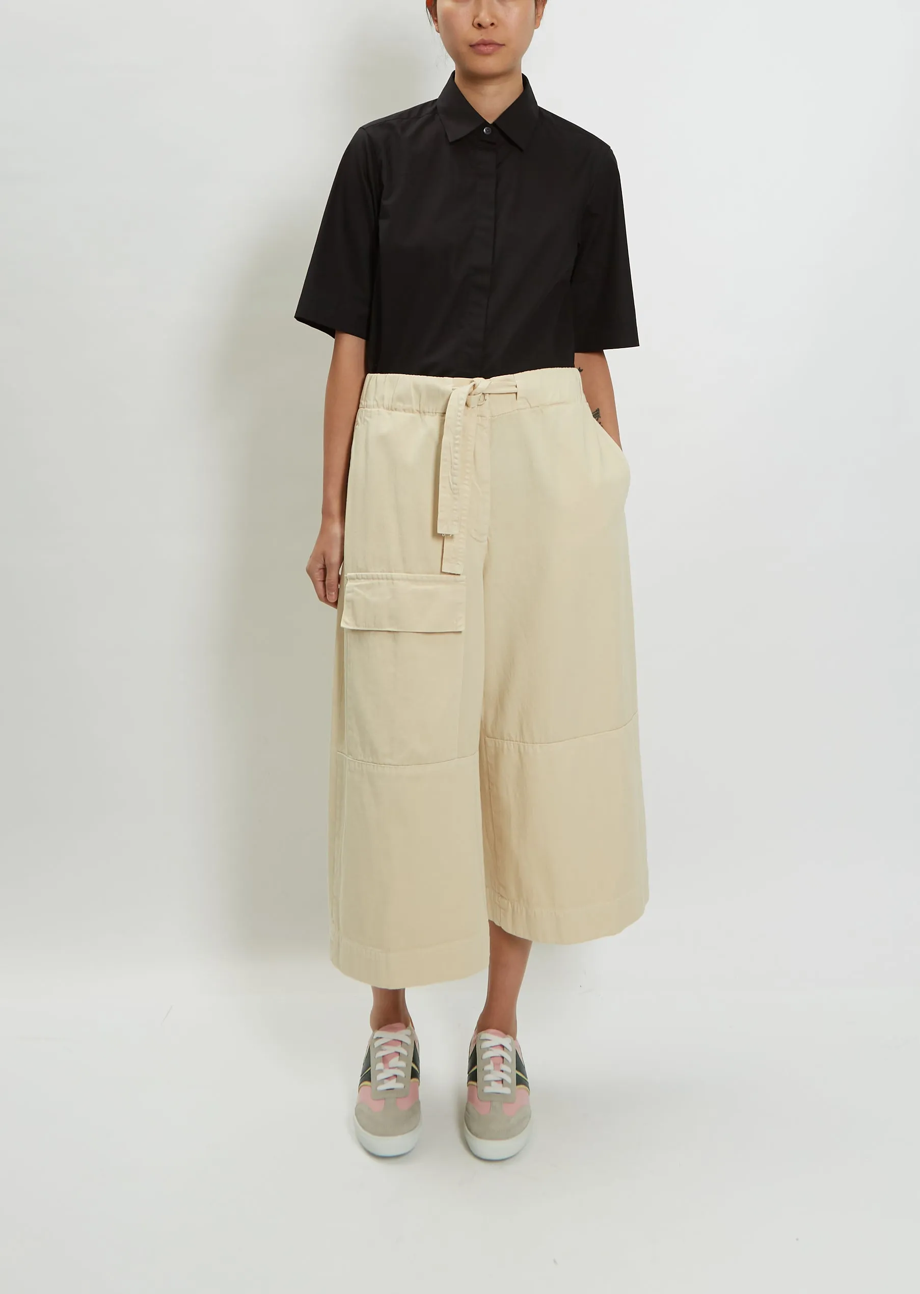 Paint Short Cotton Pant — Ecru