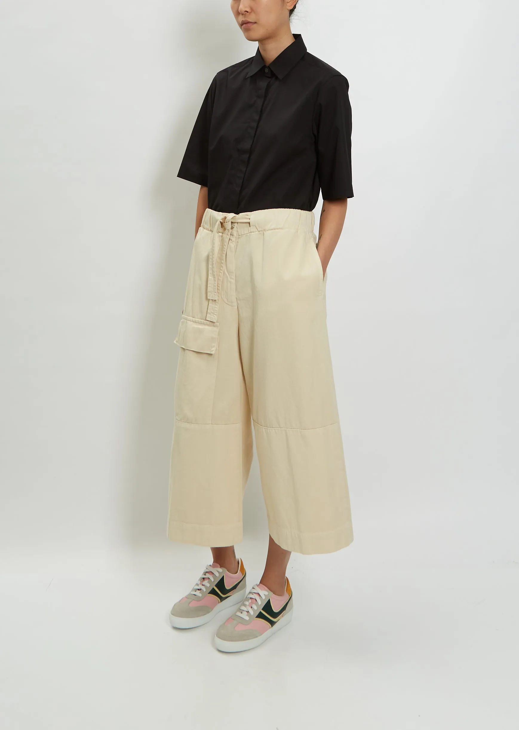 Paint Short Cotton Pant — Ecru