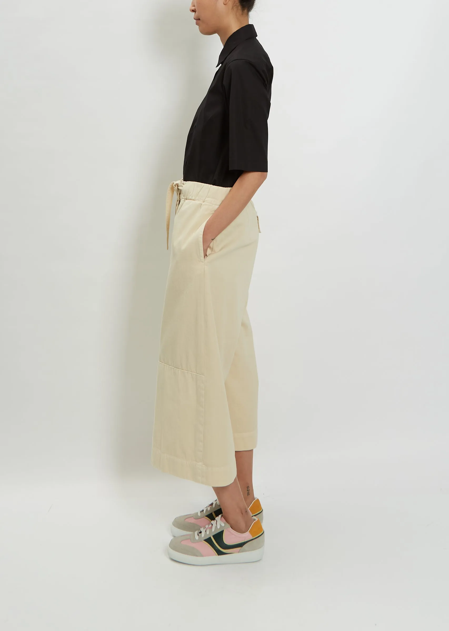 Paint Short Cotton Pant — Ecru