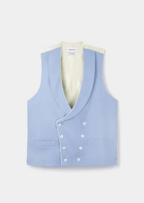 Pale Blue Shawl Lapel Double Breasted Waistcoat