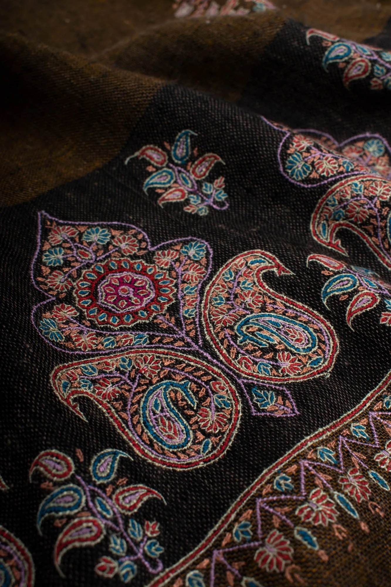 Palla Embroidery Khadi Kashmiri Shawl - SATYA