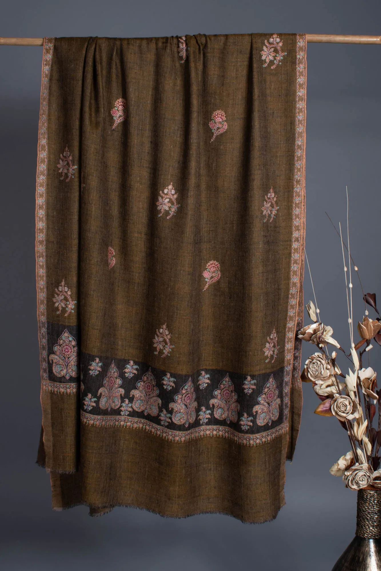 Palla Embroidery Khadi Kashmiri Shawl - SATYA