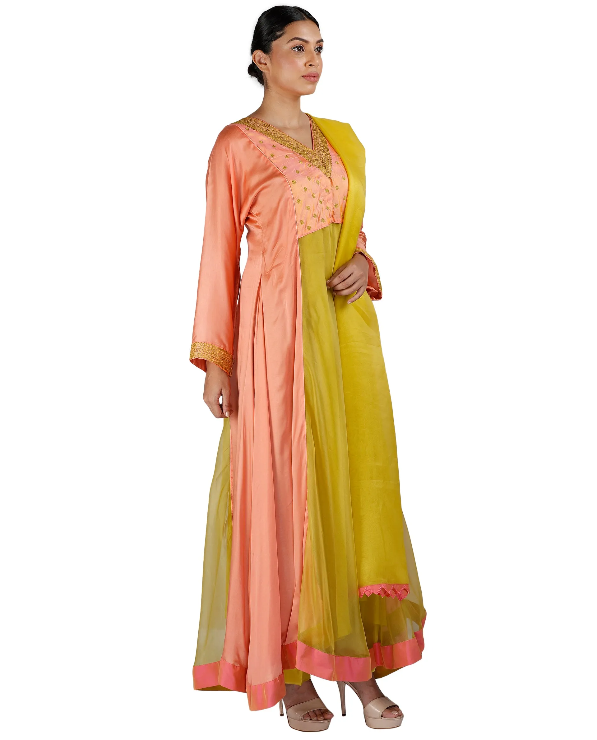 Peach and Green Salwar