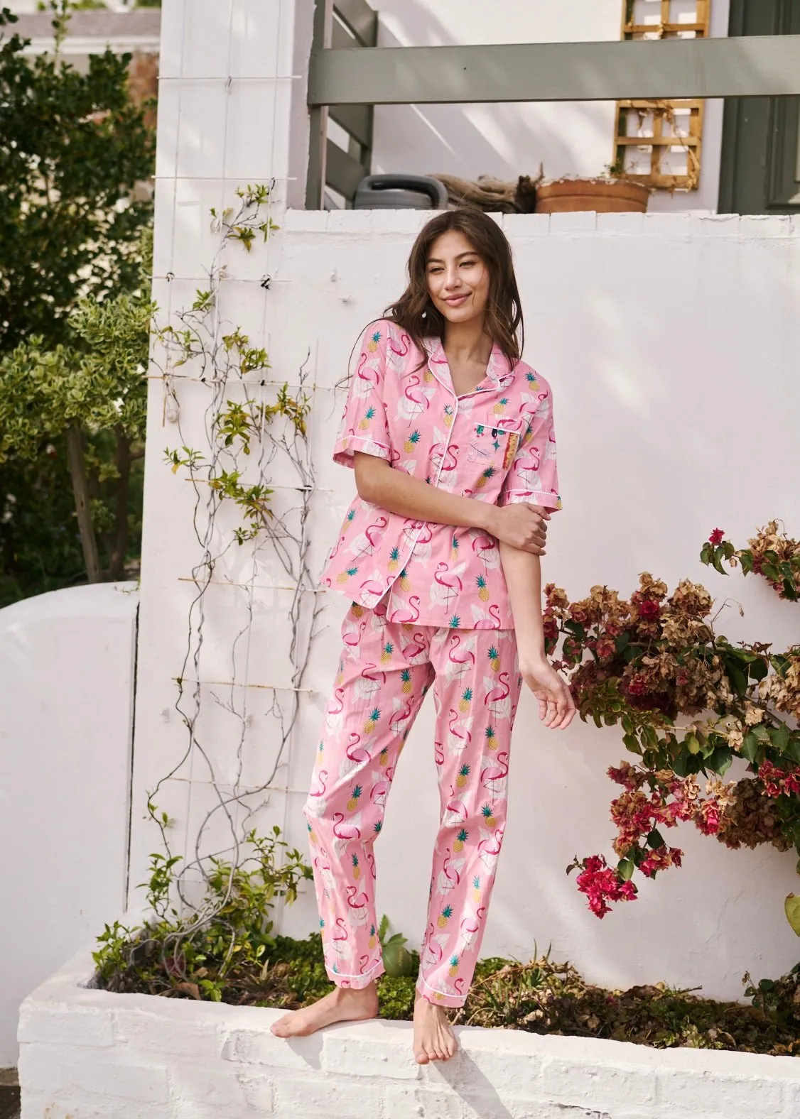 Pink Flamingo Short Sleeve Pyjama Set