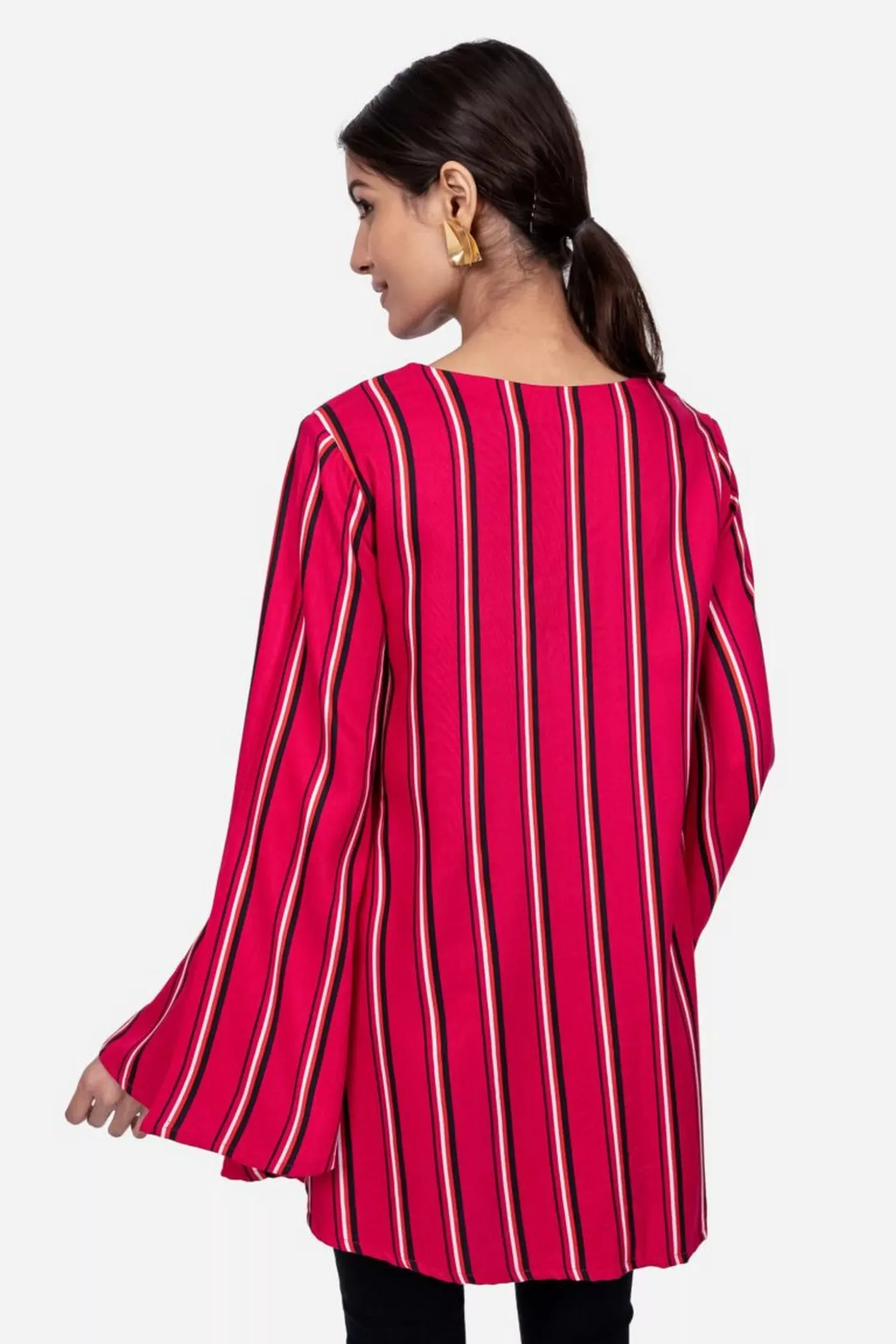 Pink Stripe Flared Shirt