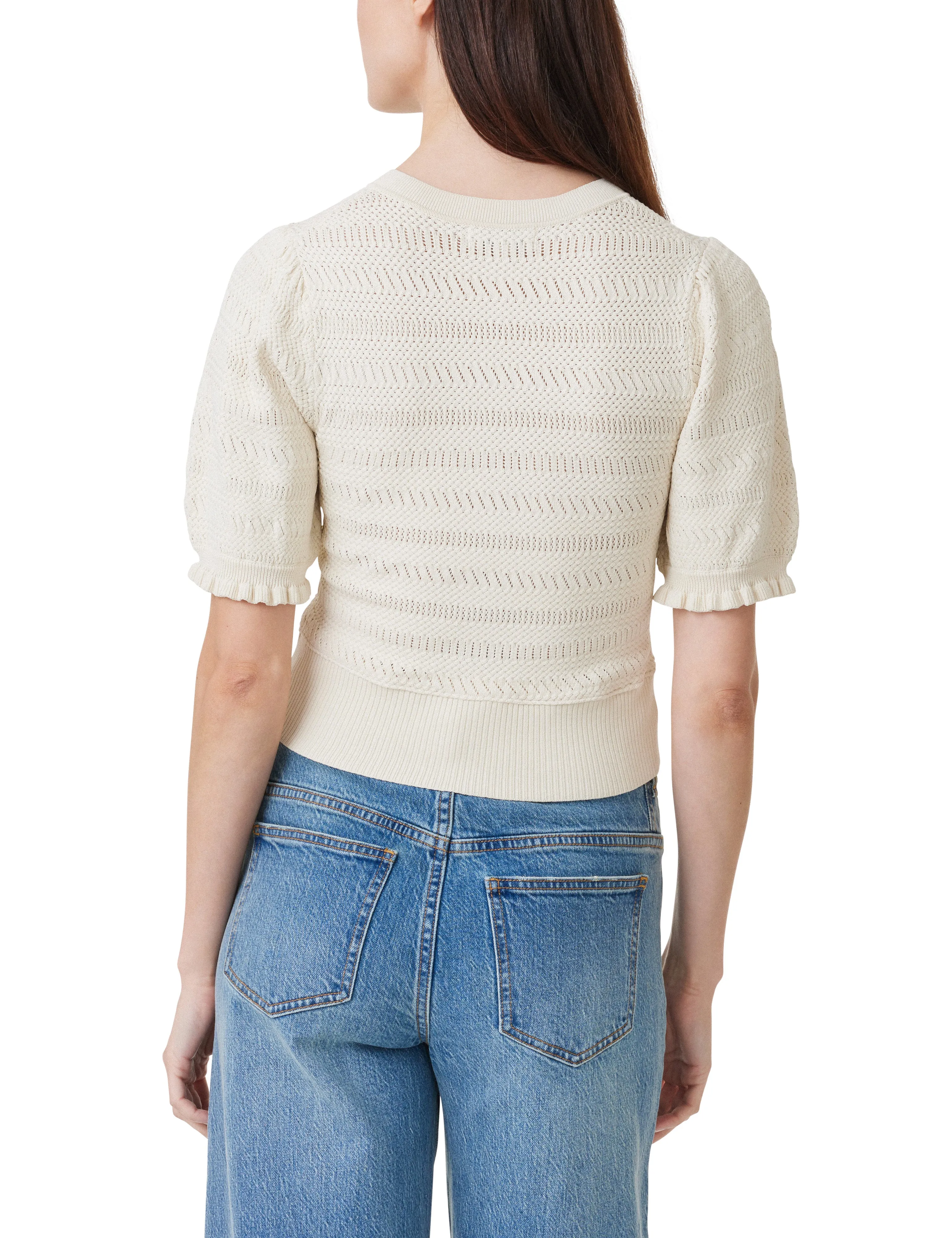 Pointelle Stitch Short Sleeve Cardigan