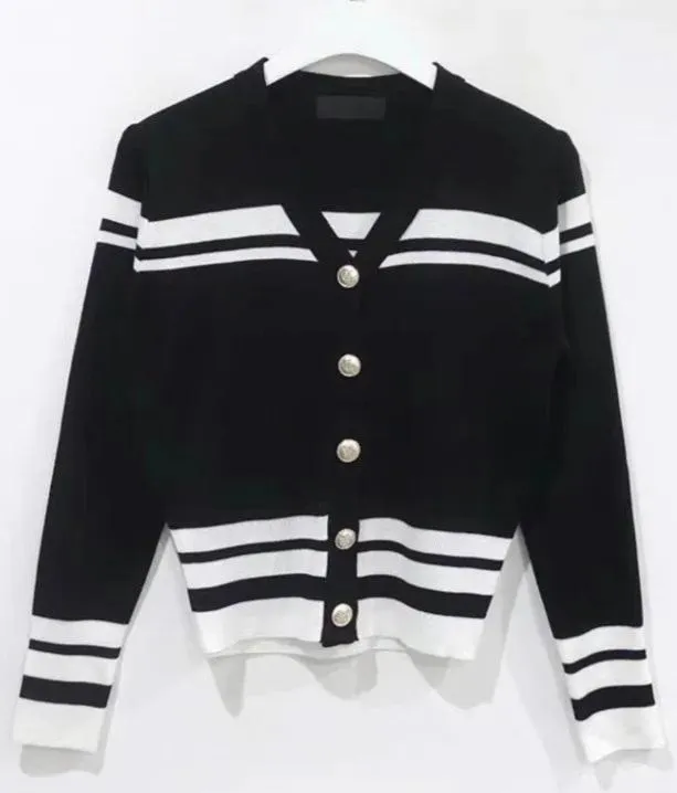 Pre Order:  Striped Slim Fit Knitted Cardigan