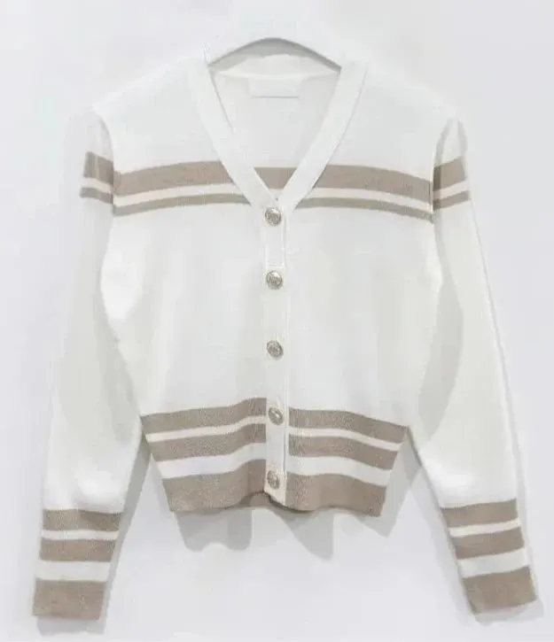 Pre Order:  Striped Slim Fit Knitted Cardigan