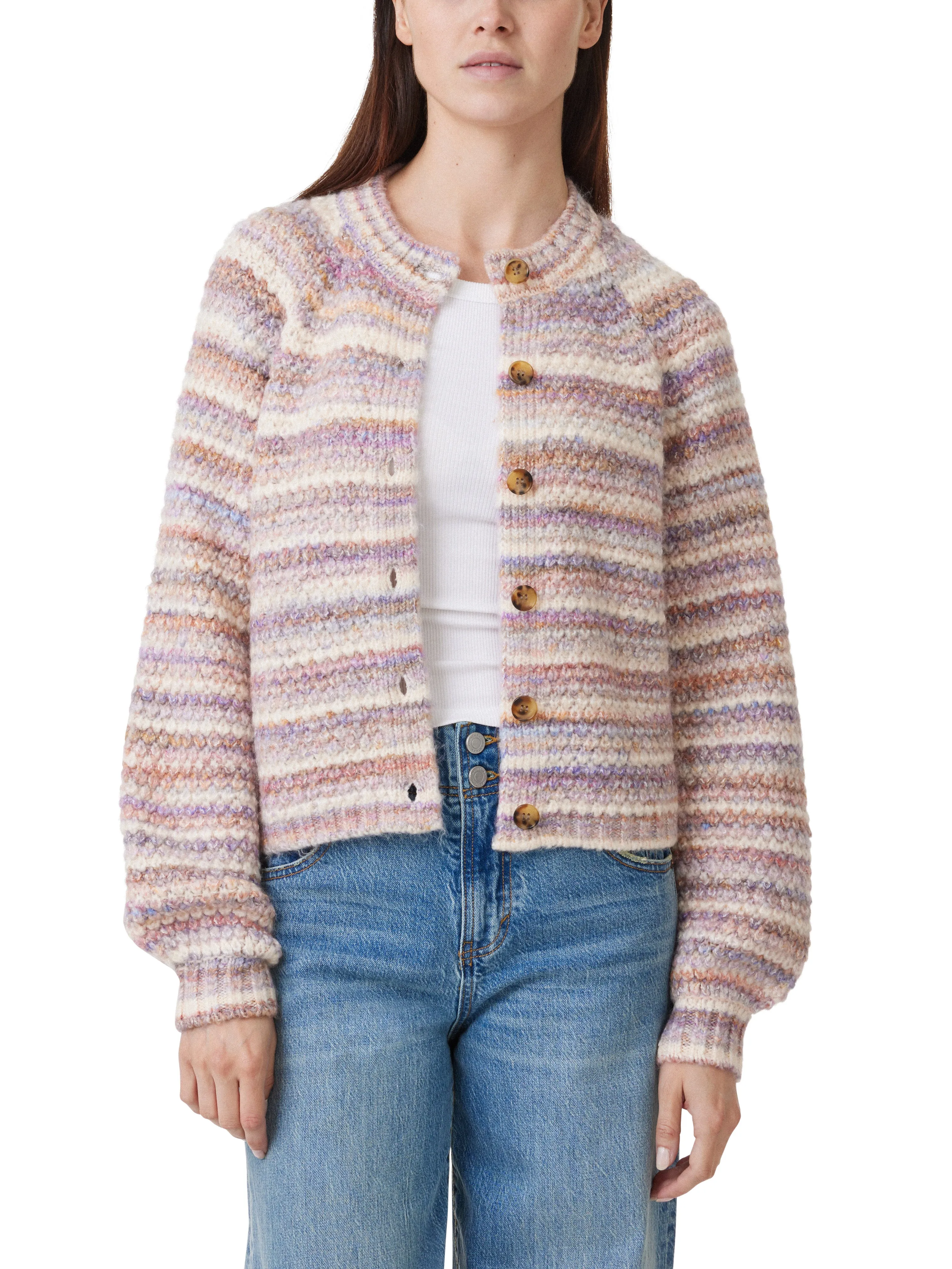 Puffed Raglan Sleeve Cardigan