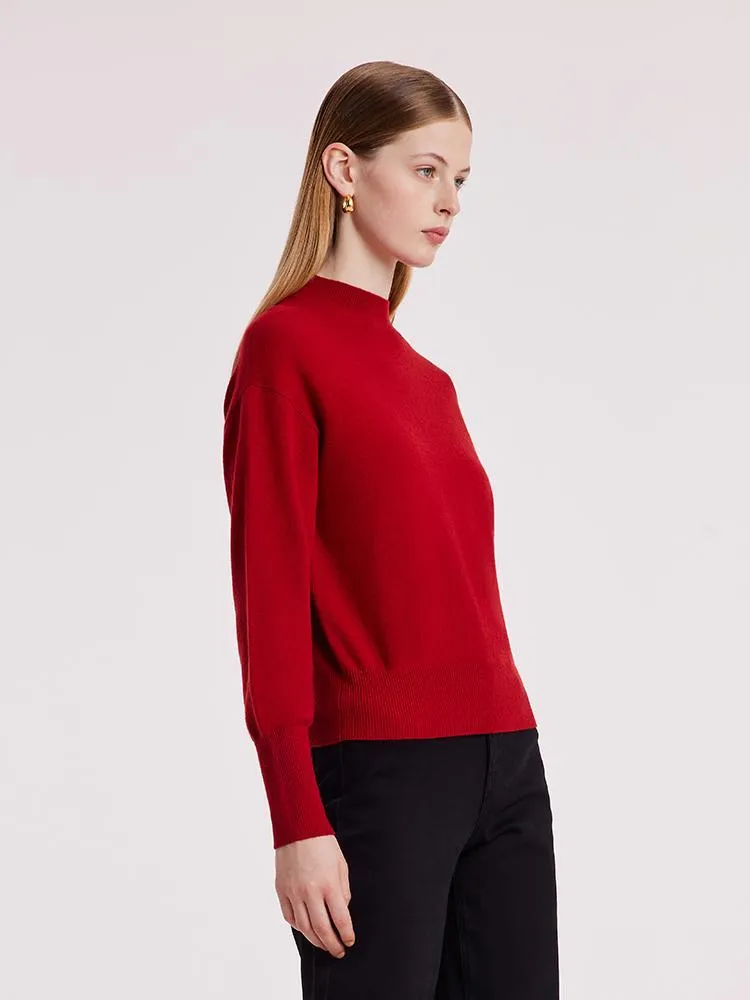 Pure Wool Mock Neck Women Sweater