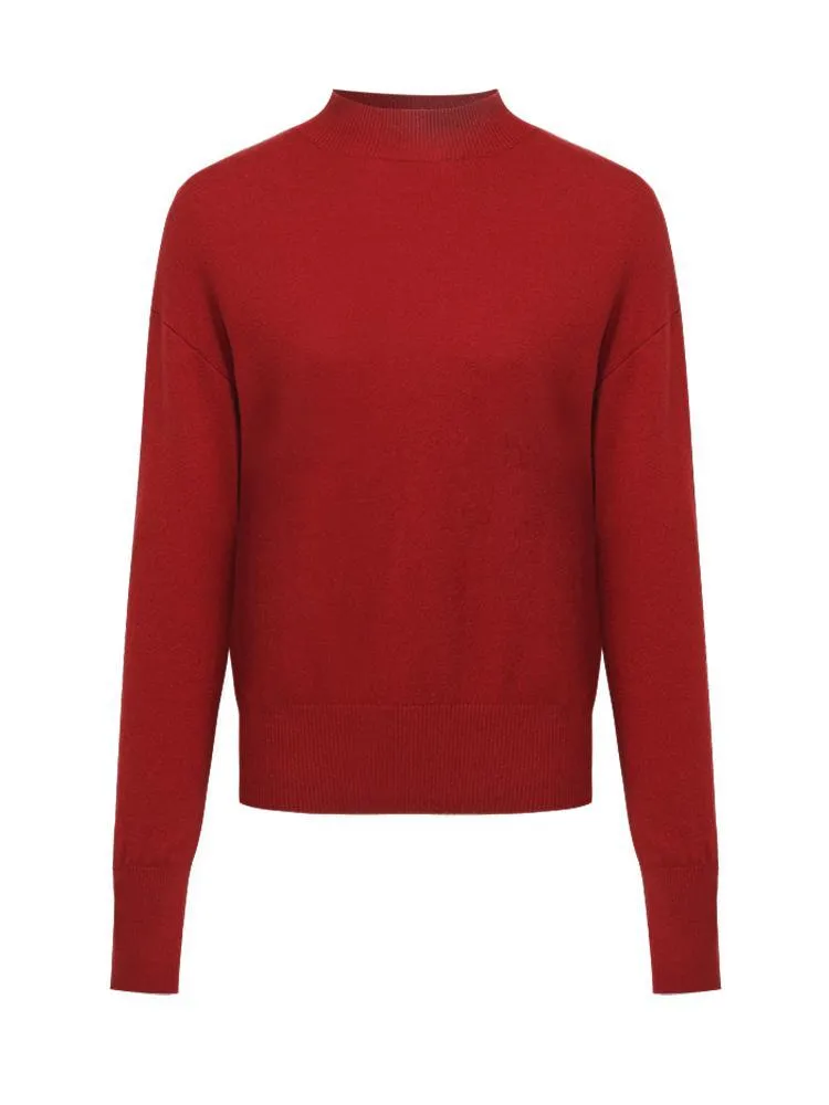 Pure Wool Mock Neck Women Sweater