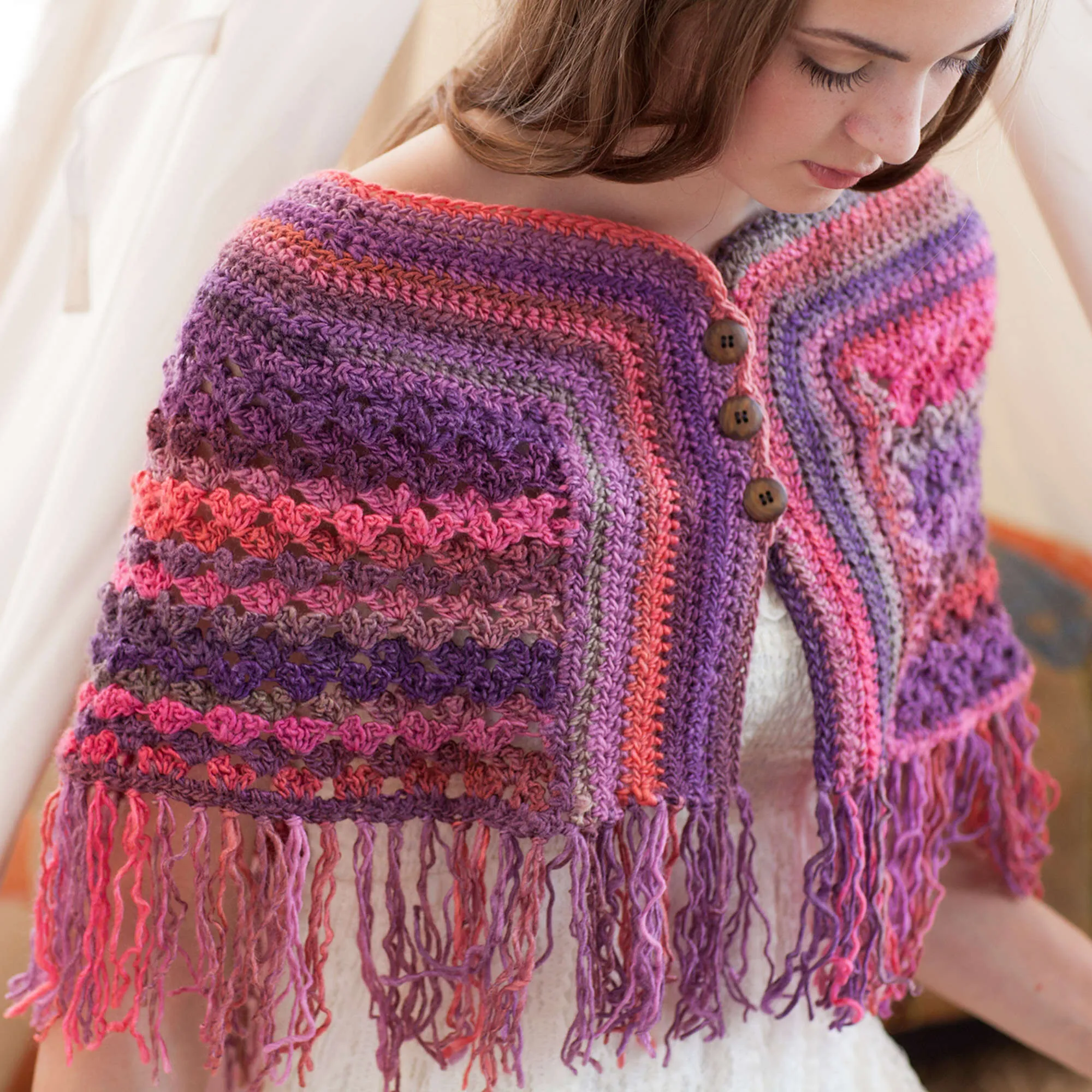 Red Heart Crochet Catskills Cape