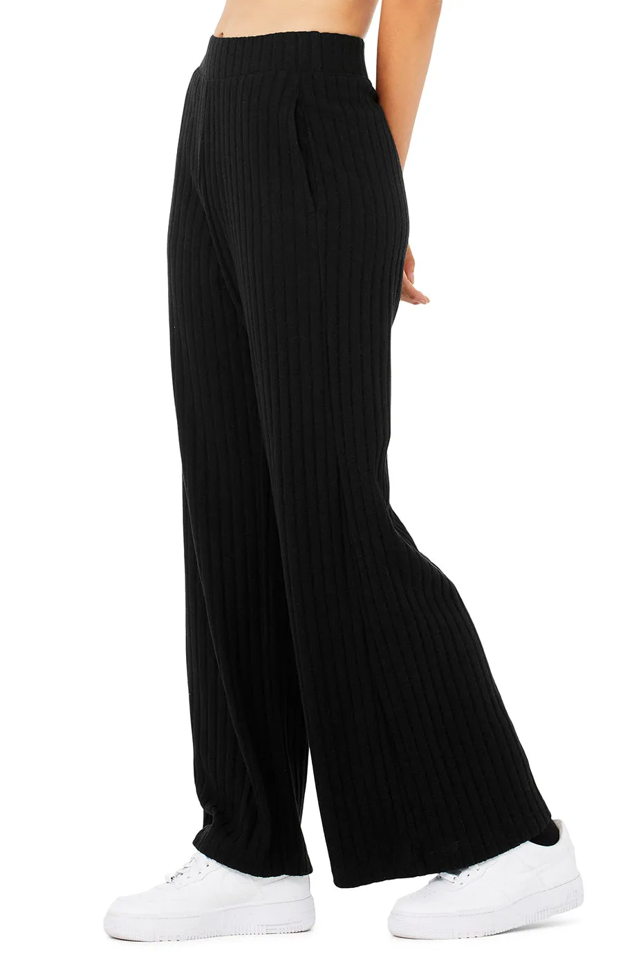 Ribbed Take Comfort Wide Leg Pant - Black