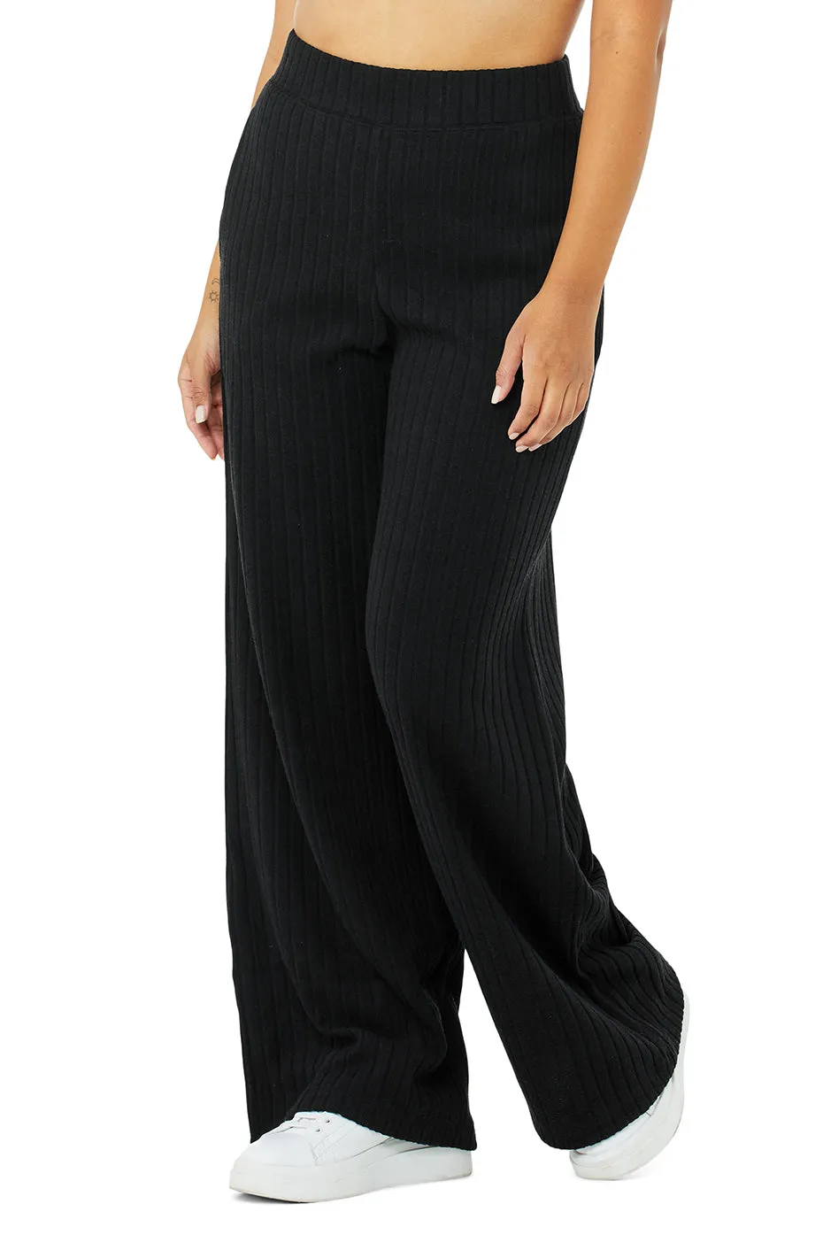 Ribbed Take Comfort Wide Leg Pant - Black