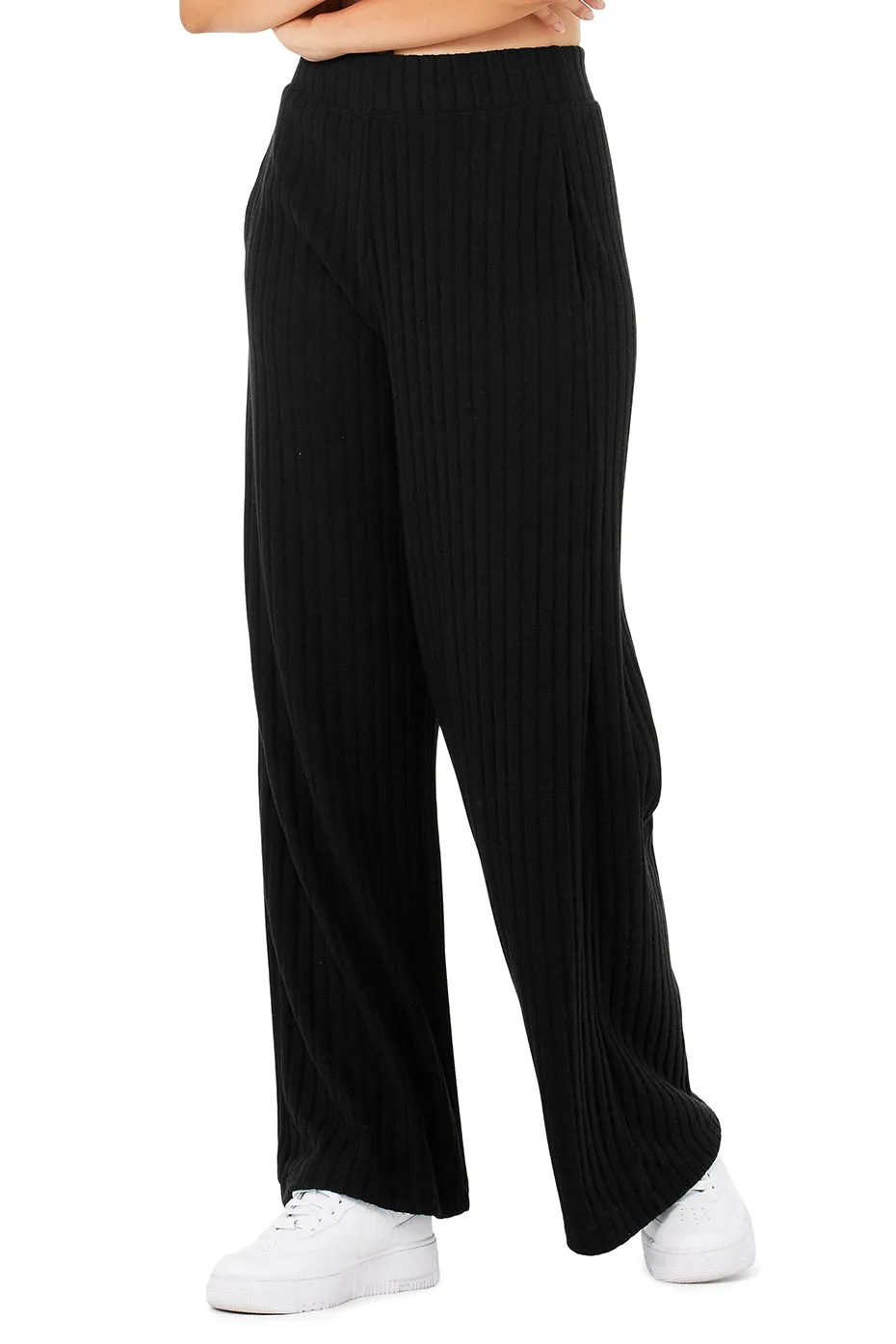 Ribbed Take Comfort Wide Leg Pant - Black